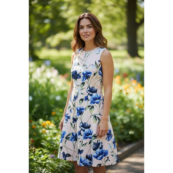 Lauren Ralph Lauren Floral Swing Dress 16P Petite Cottagecore Spring Easter - Picture 2 of 8